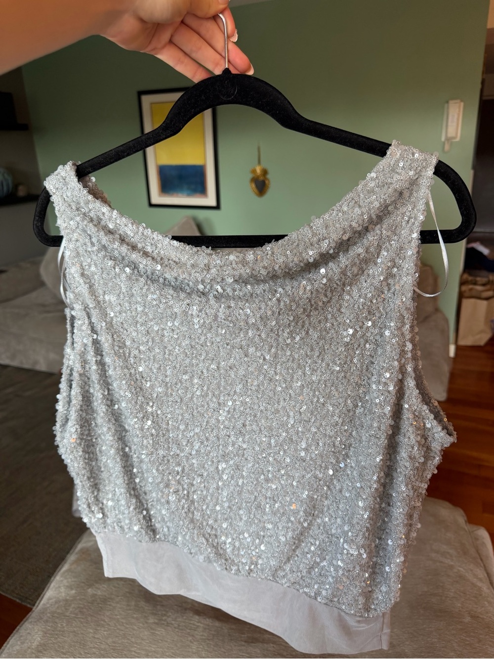 Urban Outfitters Silver Sequin Mini Skirt